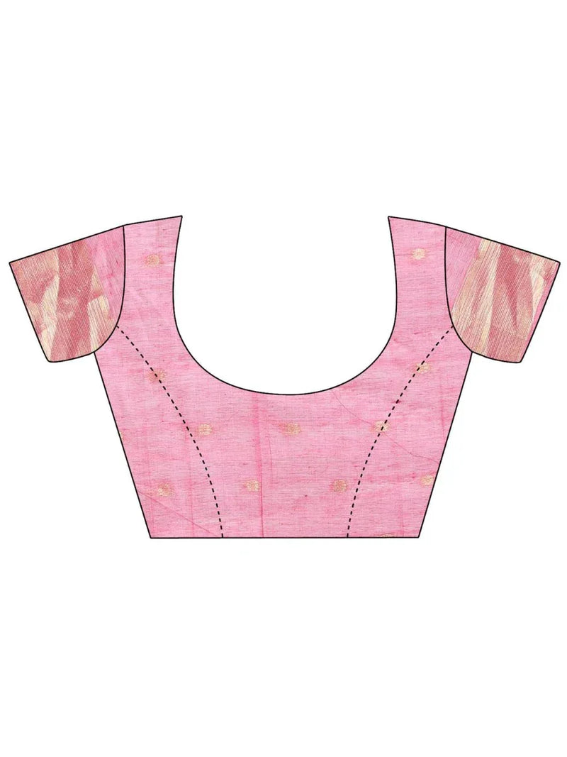 Sea Green Linen Cotton Saree With Blouse Piece - EZBER