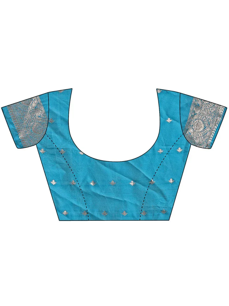 Sea Green Linen Cotton Saree With Blouse Piece - EZBER