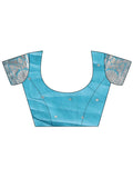 Sea Green Linen Cotton Saree With Blouse Piece - EZBER