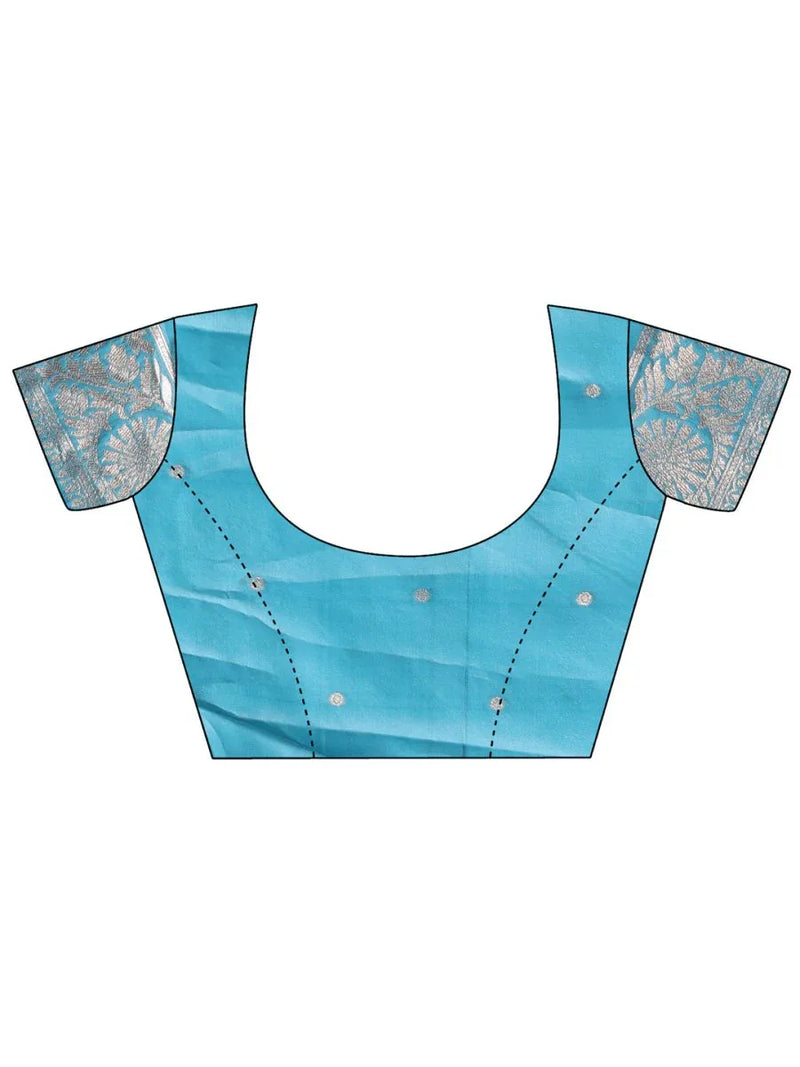 Sea Green Linen Cotton Saree With Blouse Piece - EZBER