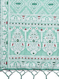 Sea Green Linen Cotton Saree With Blouse Piece - EZBER