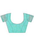 Sea Green Linen Cotton Saree With Blouse Piece - EZBER