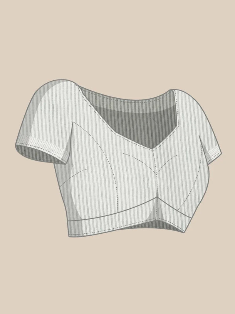 Sea Green Linen Saree With Blouse Piece - EZBER