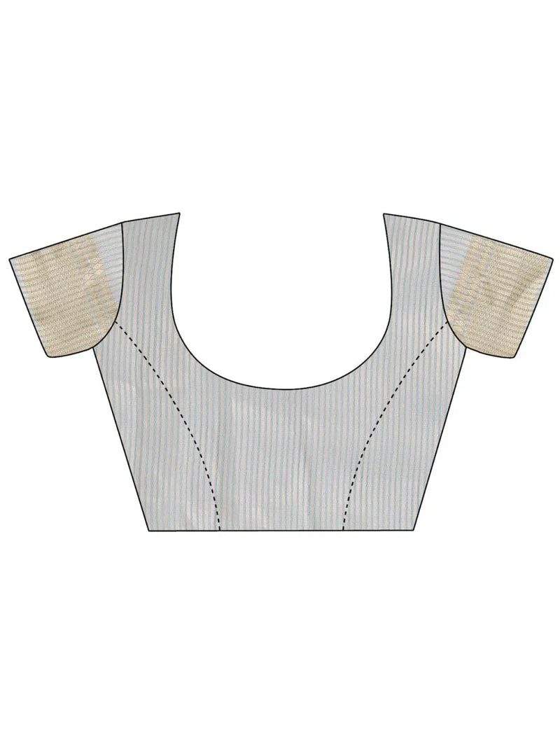 Sea Green Organza Saree With Blouse Piece - EZBER