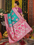 Sea Green Silk Saree With Blouse Piece - EZBER