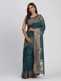 Sea Green TAARINI Linen Cotton Saree with Blouse Piece - EZBER
