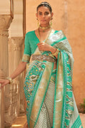 Seafoam Green Patola Saree - EZBER
