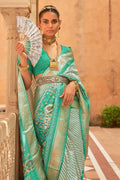 Seafoam Green Patola Saree - EZBER