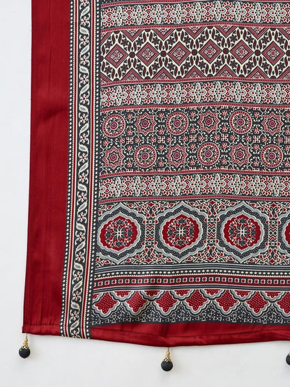 Semi Modal Black Printed Saree | EZB GF02 LUX 13002 - EZBER