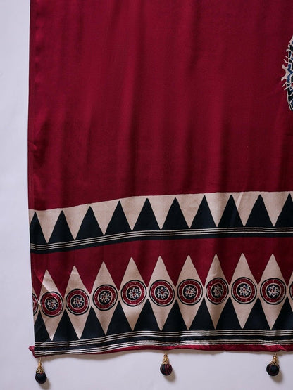 Semi Modal Black Printed Saree | EZB GF02 LUX 14002 - EZBER
