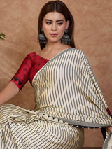 Semi Modal Black Printed Saree | EZB GF02 LUX 25001
