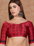Semi Modal Black Printed Saree | EZB GF02 LUX 25001