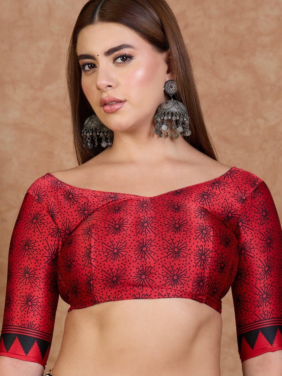Semi Modal Black Printed Saree | EZB GF02 LUX 25001 - EZBER