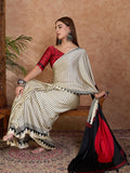 Semi Modal Black Printed Saree | EZB GF02 LUX 25001 - EZBER