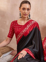Semi Modal Black Printed Saree | EZB GF02 LUX 28005