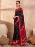 Semi Modal Black Printed Saree | EZB GF02 LUX 28005 - EZBER