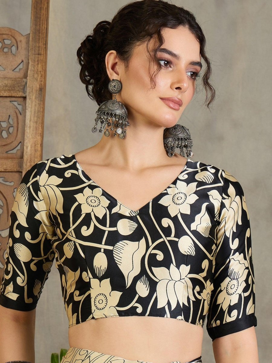 Semi Modal Black Printed Saree | EZB GF02 RAGA VOL 1 51005 - EZBER
