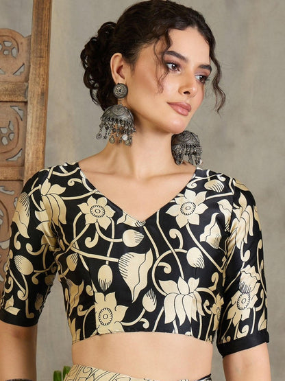 Semi Modal Black Printed Saree | EZB GF02 RAGA VOL 1 51005 - EZBER