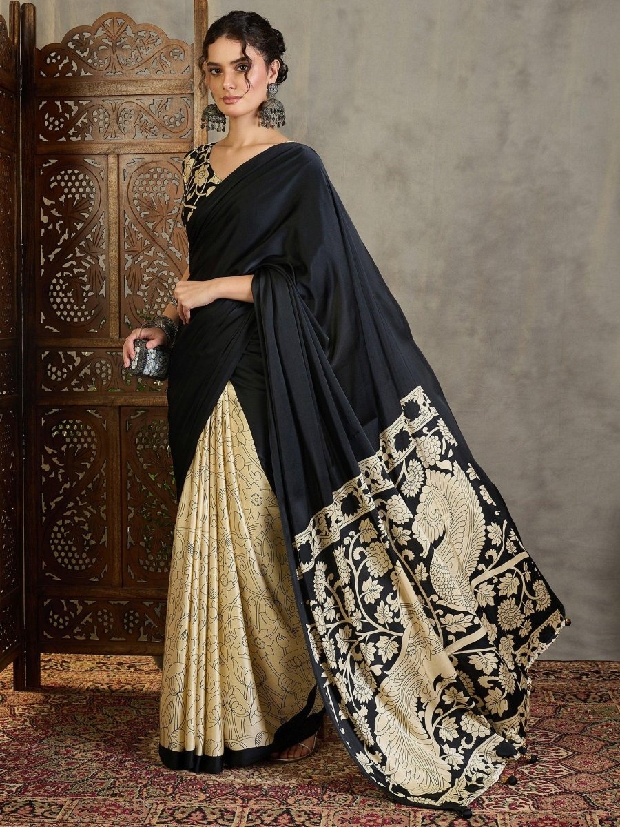 Semi Modal Black Printed Saree | EZB GF02 RAGA VOL 1 51005 - EZBER