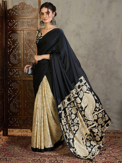 Semi Modal Black Printed Saree | EZB GF02 RAGA VOL 1 51005 - EZBER
