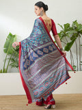 Semi Modal Blue Printed Saree | EZB GF02 LUX 13006 - EZBER