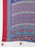 Semi Modal Blue Printed Saree | EZB GF02 LUX 13006 - EZBER