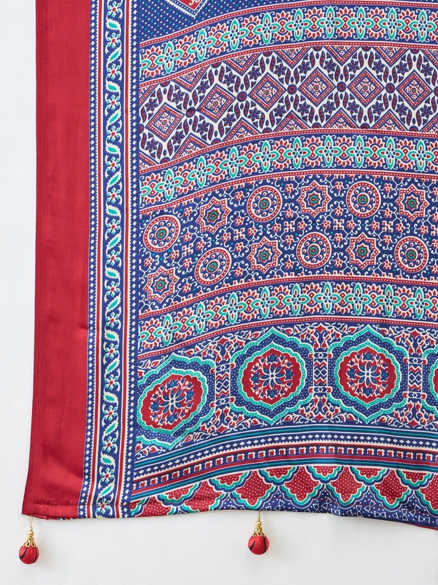 Semi Modal Blue Printed Saree | EZB GF02 LUX 13006 - EZBER