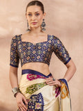 Semi Modal Blue Printed Saree | EZB GF02 LUX 26005 - EZBER