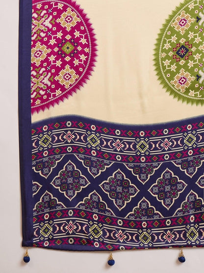 Semi Modal Blue Printed Saree | EZB GF02 LUX 26005 - EZBER