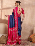 Semi Modal Blue Printed Saree | EZB GF02 LUX 28004 - EZBER