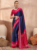 Semi Modal Blue Printed Saree | EZB GF02 LUX 28004 - EZBER