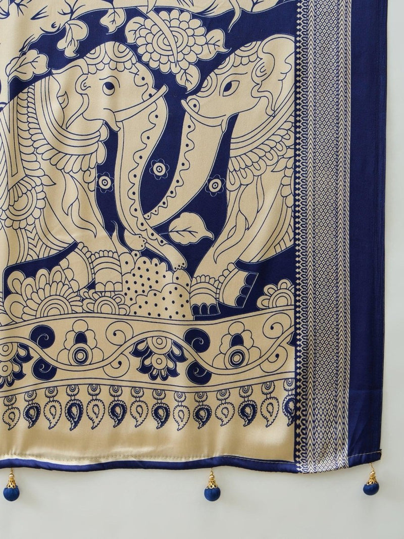 Semi Modal Blue Printed Saree | EZB GF02 RAGA V3 53002 - EZBER