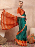 Semi Modal Green Printed Saree | EZB GF02 LUX 28001 - EZBER