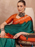 Semi Modal Green Printed Saree | EZB GF02 LUX 28001