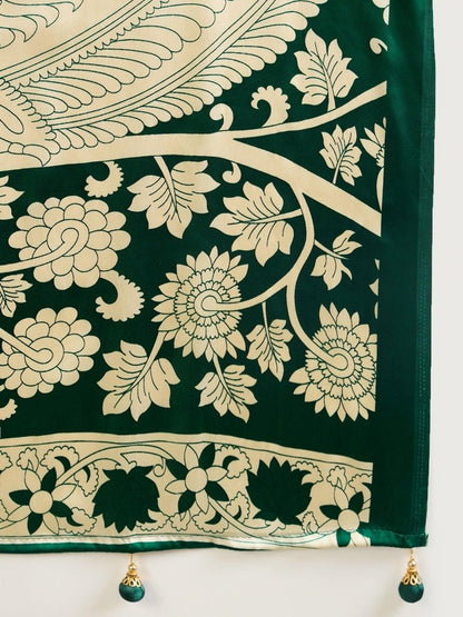 Semi Modal Green Printed Saree | EZB GF02 RAGA VOL 1 51002 - EZBER