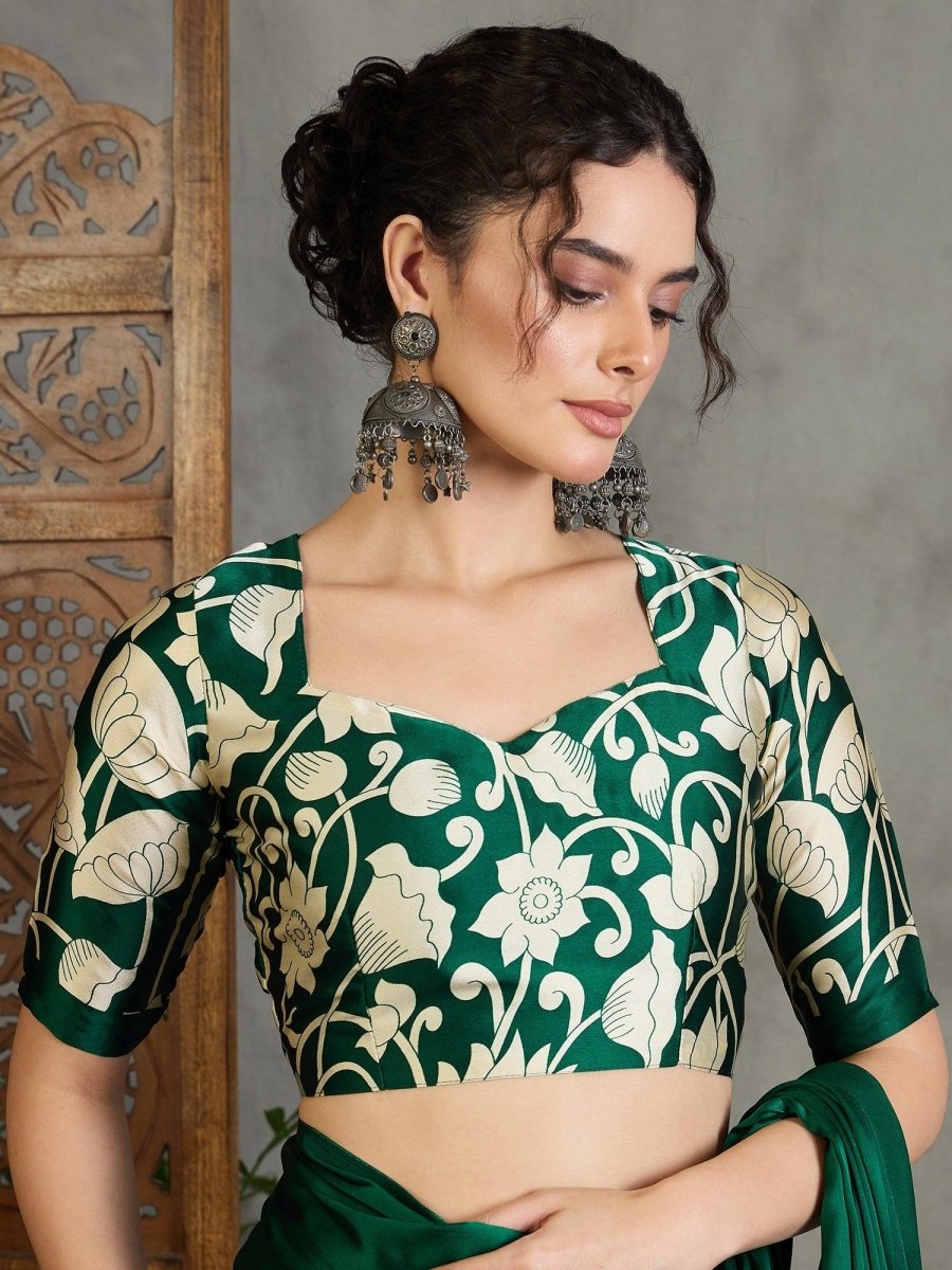 Semi Modal Green Printed Saree | EZB GF02 RAGA VOL 1 51002 - EZBER