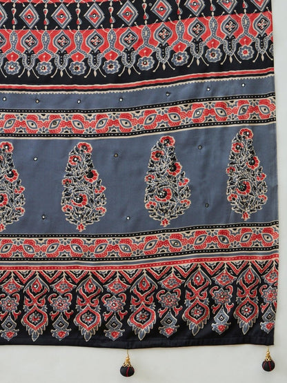 Semi Modal Grey Printed Saree | EZB GF02 LUX 10003 - EZBER