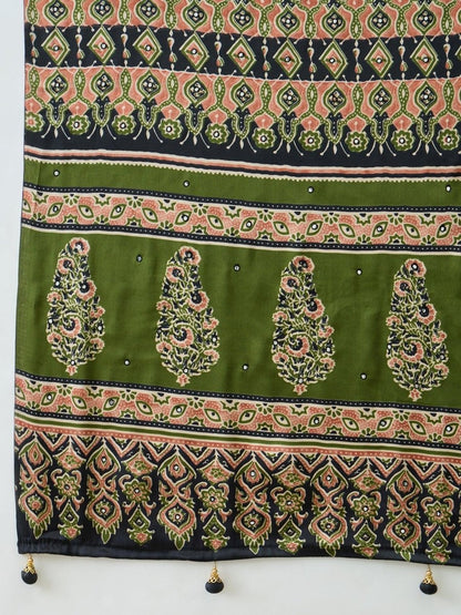 Semi Modal Mehndi Printed Saree | EZB GF02 LUX 10002 - EZBER