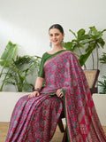 Semi Modal Pink Printed Saree | EZB GF02 LUX 13003 - EZBER