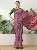 Semi Modal Pink Printed Saree | EZB GF02 LUX 13003 - EZBER