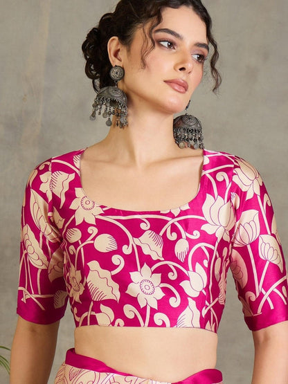 Semi Modal Pink Printed Saree | EZB GF02 RAGA VOL 1 51001 - EZBER