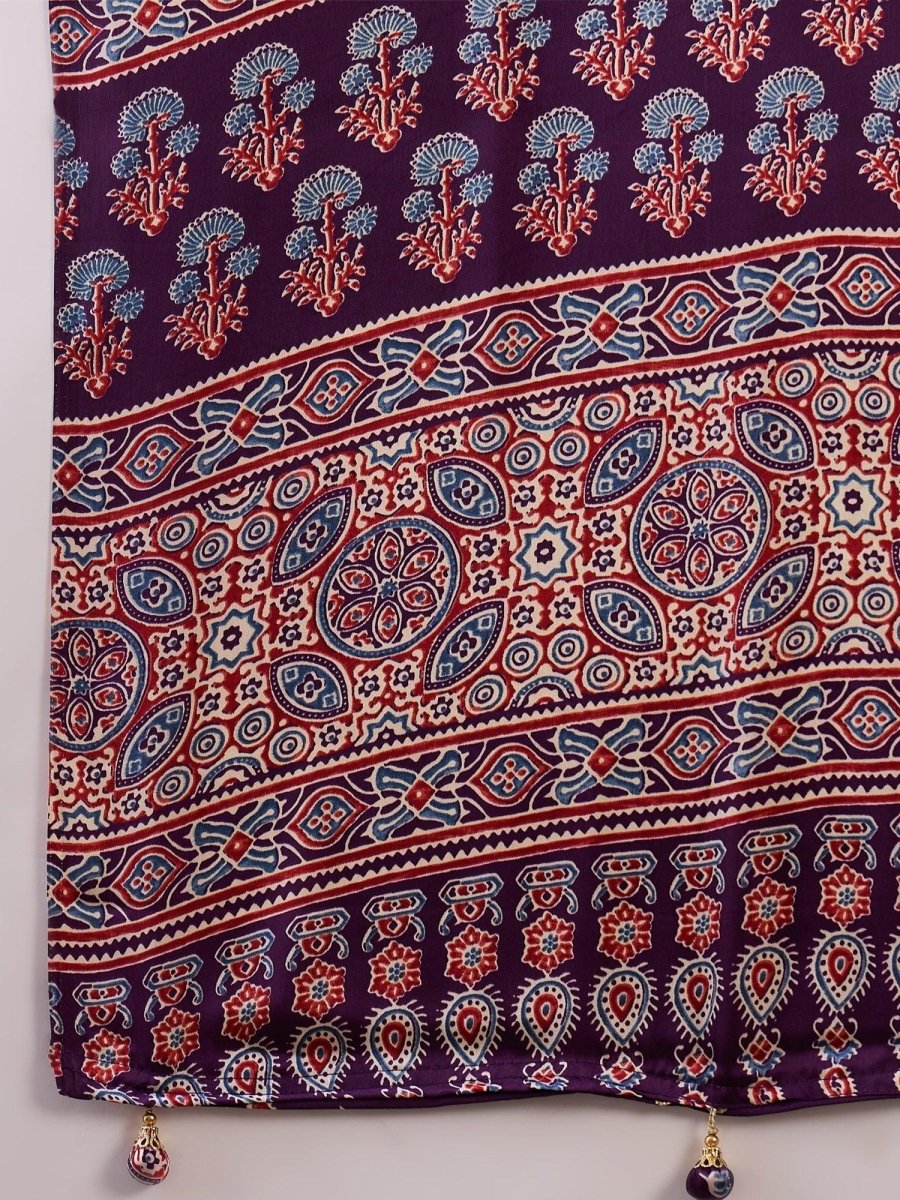 Semi Modal Purple Printed Saree | EZB GF02 LUX 1005 - EZBER