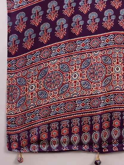 Semi Modal Purple Printed Saree | EZB GF02 LUX 1005 - EZBER