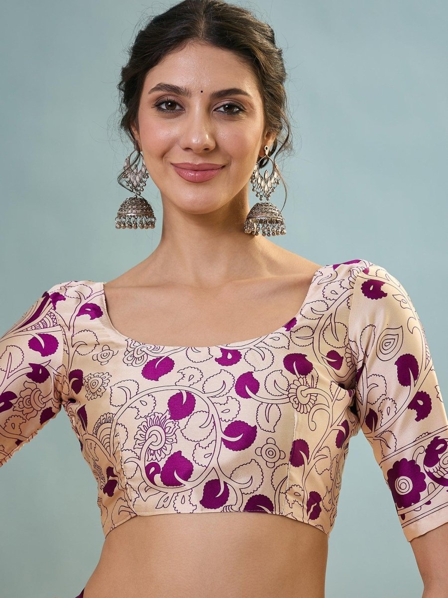 Semi Modal Purple Printed Saree | EZB GF02 RAGA V2 52002 - EZBER