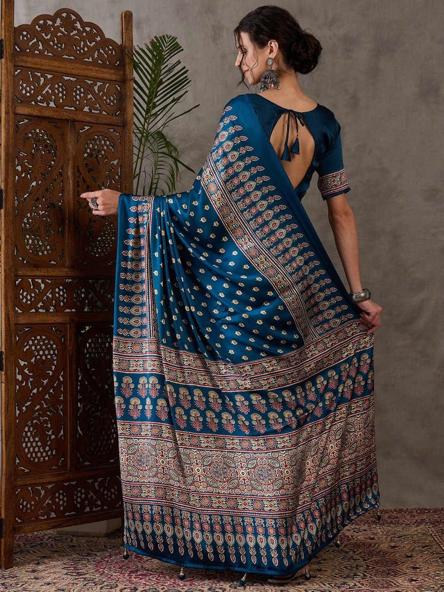 Semi Modal Raama Printed Saree | EZB GF02 LUX 1001 - EZBER