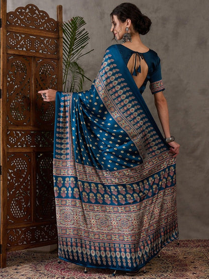 Semi Modal Raama Printed Saree | EZB GF02 LUX 1001 - EZBER