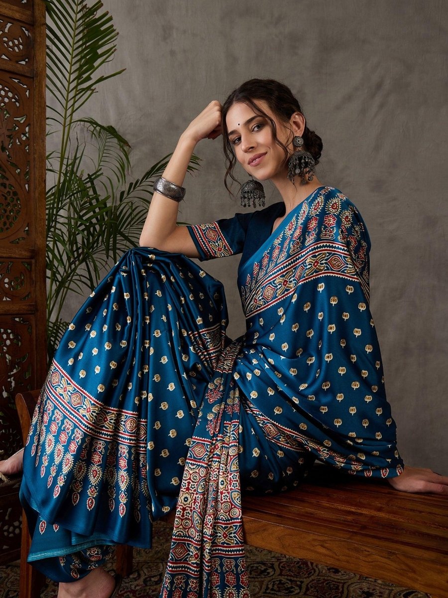 Semi Modal Raama Printed Saree | EZB GF02 LUX 1001 - EZBER