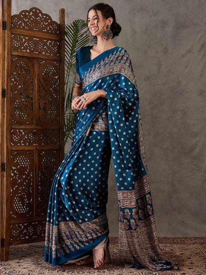 Semi Modal Raama Printed Saree | EZB GF02 LUX 1001 - EZBER