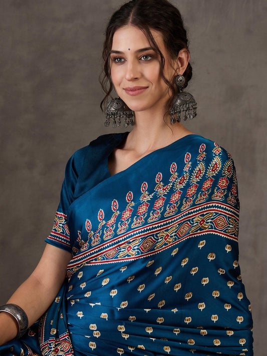 Semi Modal Raama Printed Saree | EZB GF02 LUX 1001 - EZBER