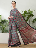 Semi Modal Red Printed Saree | EZB GF02 LUX 13004 - EZBER